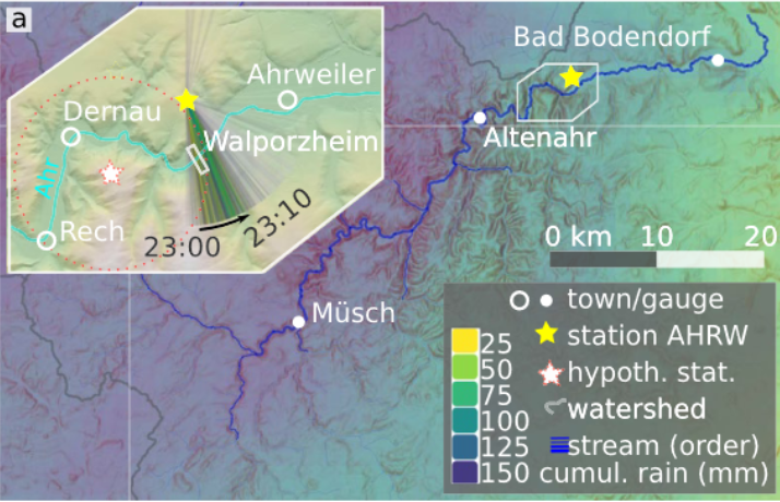 Topography and precipitation intensity of the flood affected Ahr valley